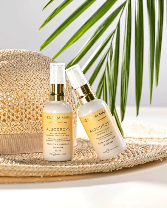 Innowacyjna emulsja przeciw fotostarzeniu - satynowe wykończenie SPF 50+ ALGODROPS